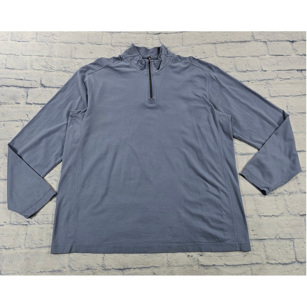 Tommy Bahama 1/4 Zip Pullover Mens XL Blue Long Sleeve Supima Modal Mock Neck